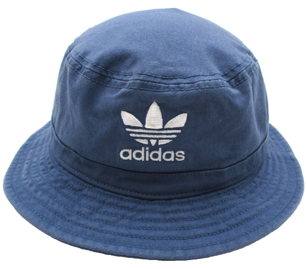 Adidas Hat Cap Bucket Mens One Size Blue Twill Trefoil Logo Casual Summer